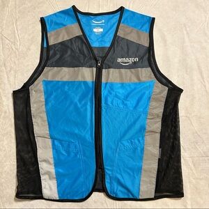 Amazon Blue Reflective High Visibility Vest Delivery Employee Uniform Mens M/L
